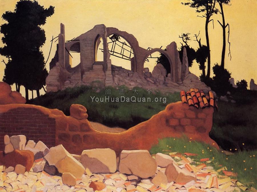 The Church of Souain in Sihlouette - 菲利克斯·瓦洛东